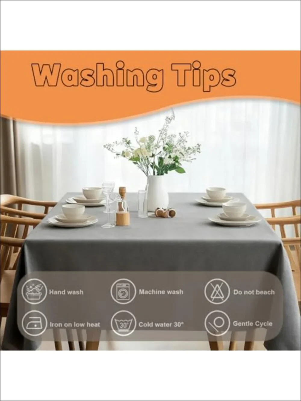 2 Pack Grey Tablecloths 60x102 Inch for 6 Feet Rectangle Tables